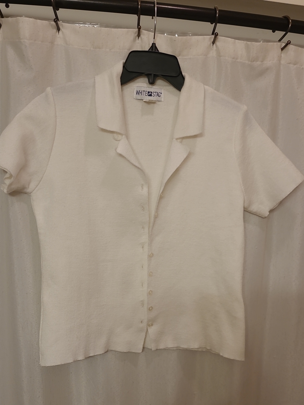 White Stag Cream Short-Sleeve Button-Front Collared Top